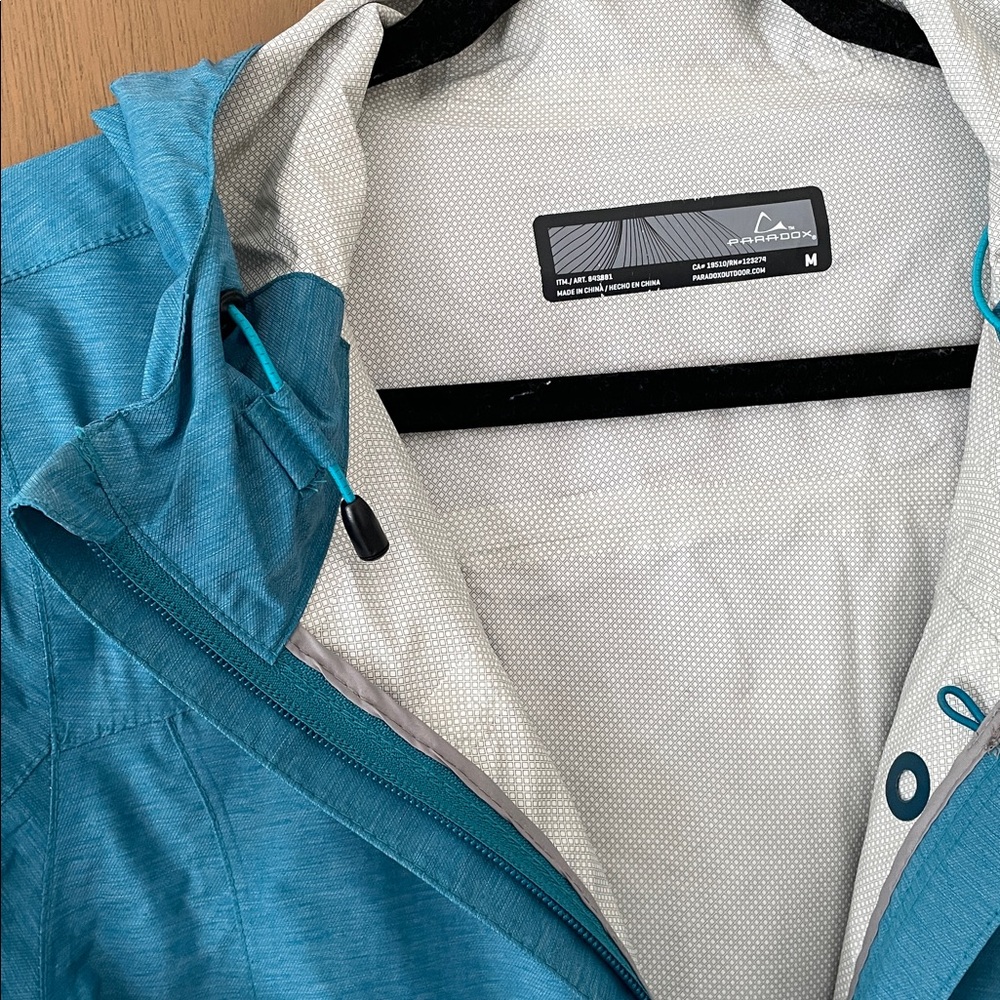 PARADOX Womens Waterproof & Breathable Hooded Rain Wind Jacket teal blue size M - Picture 13 of 14
